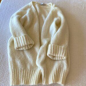 Wool Blend Cream Long Cardigan Boho Minimalist Capsule Staple Cozy